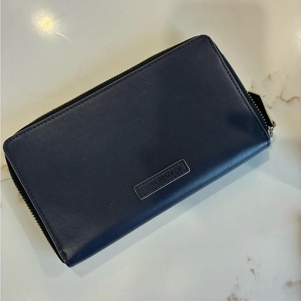 Vera Bradley Zip Around Closure Dark Blue Womens Wallet